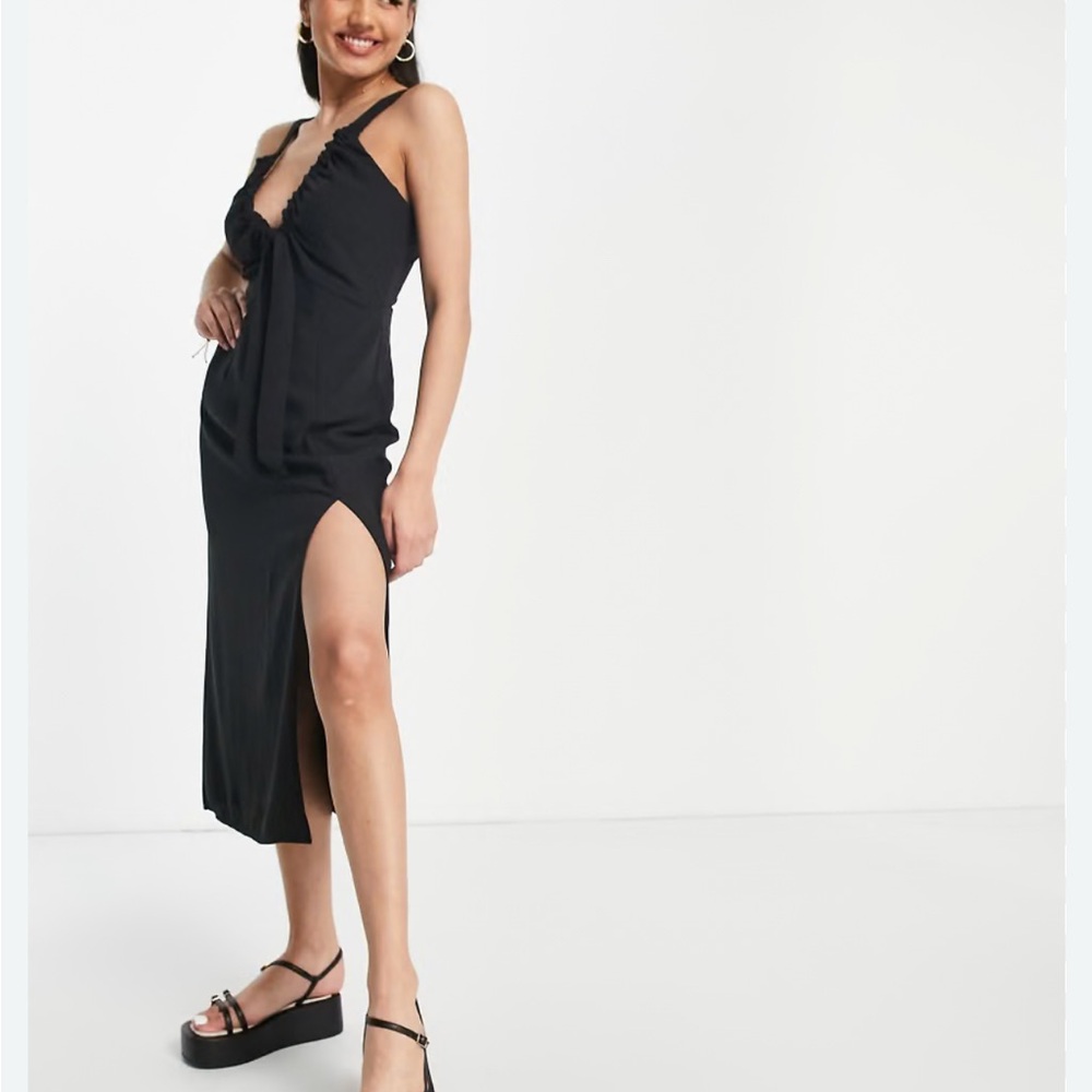 A&F midi dress bow front Elegant Black Women's Dress size XS LBD